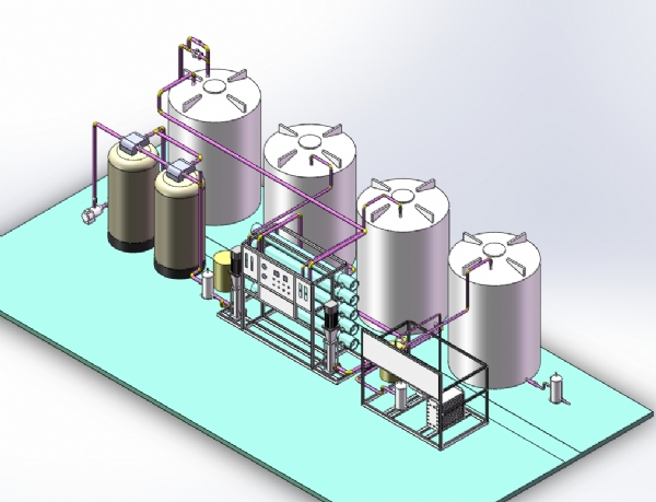 濟(jì)南4T雙級(jí)反滲透設(shè)備布局圖